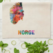 Kaart Waterverf Noorwegen Theedoek (Gevouwen)