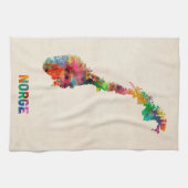 Kaart Waterverf Noorwegen Theedoek (Horizontaal)