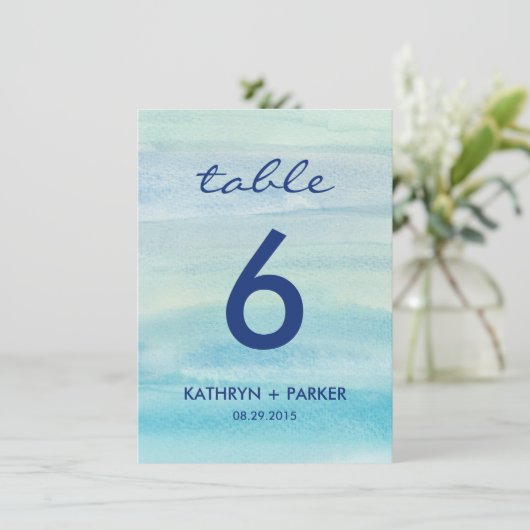 Kaart waterverf Ocean Double-Sided Table Number (Staand voorkant)