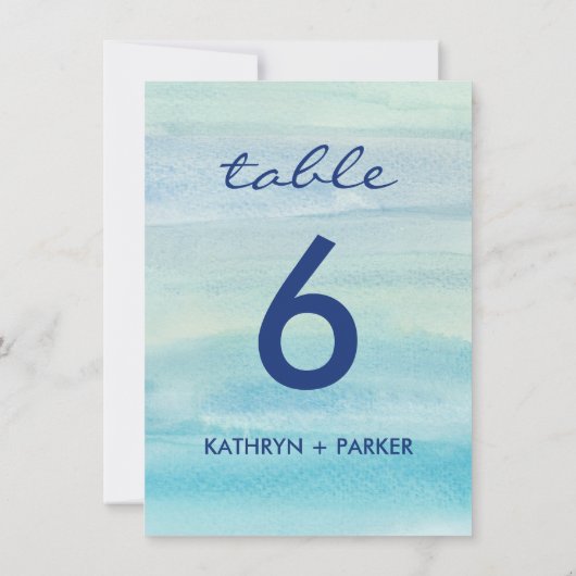Kaart waterverf Ocean Double-Sided Table Number (Achterkant)