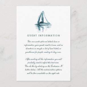 Kaart waterverf Sailing Boat Wedding Insert
