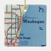 kaart Waukegan Keramisch Ornament (Achterkant)