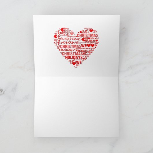 Kaart We houden van kerstFeestdagen Rood hart (Binnen)