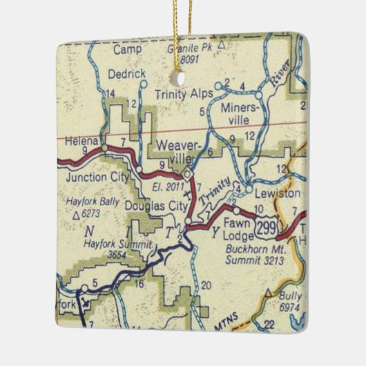  kaart Weaverville CA Keramisch Ornament (Links)