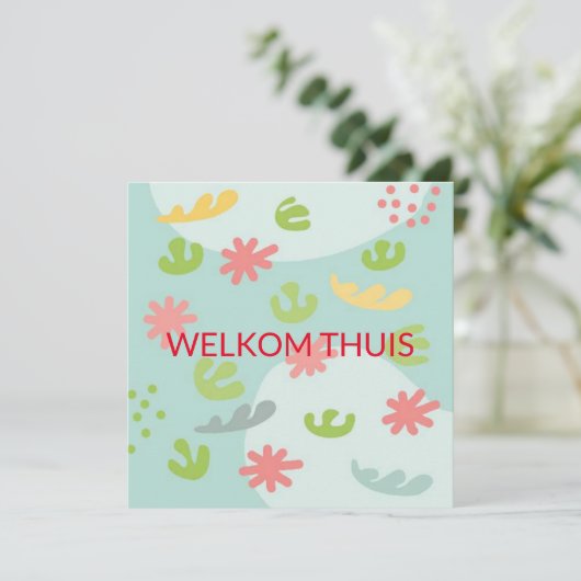 kaart welkom thuis abstracte bloem (Staand voorkant)
