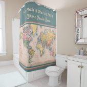  kaart Wereld Atlas Travel Lover's Douchegordijn (In situ)