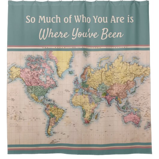  kaart Wereld Atlas Travel Lover's Douchegordijn (Voorkant)
