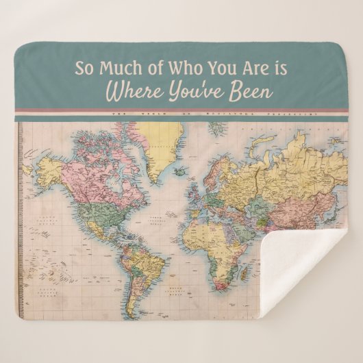  kaart Wereld Atlas Travel Lover's Sherpa Deken (Voorkant (horizontaal))