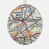  kaart West Chester PA Keramisch Ornament (Links)