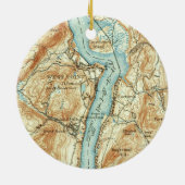  kaart West Point NY Keramisch Ornament (Achterkant)