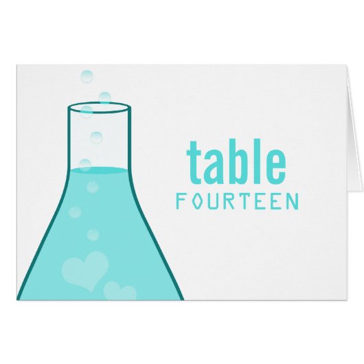 Kaart Whimsical Beaker Table Number, Aqua (Voorkant Horizontaal)