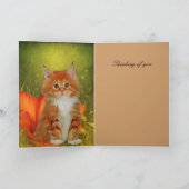 Kaart White Cat Kitten Flowers "Thinking of you" (Binnen)