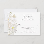 Kaart White Waterverf Peony Wedding RSVP (Voorkant)