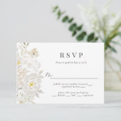 Kaart White Waterverf Peony Wedding RSVP (Staand voorkant)
