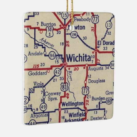 kaart Wichita KS Keramisch Ornament (Rechts)