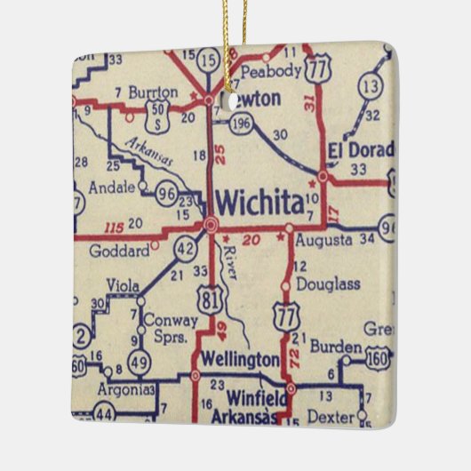  kaart Wichita KS Keramisch Ornament (Links)