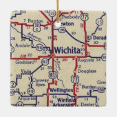 kaart Wichita KS Keramisch Ornament (Achterkant)