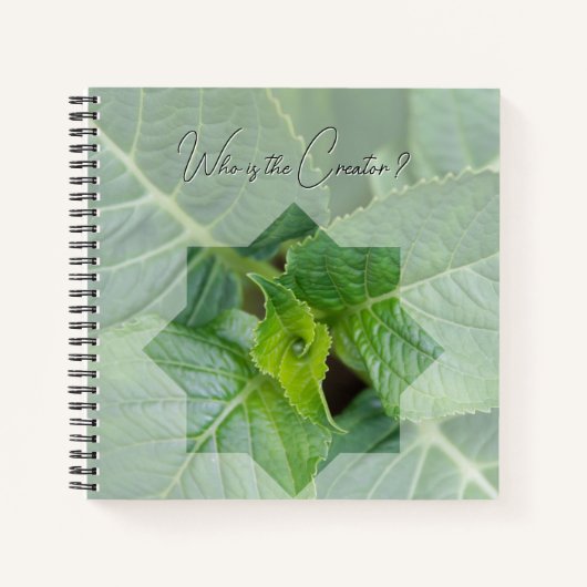 Kaart "Wie is de Schepper?" Notitieboek (Voorkant)