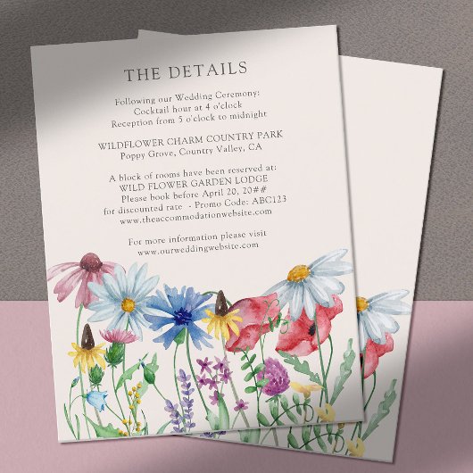 Kaart Wildflower Charm Wedding Details Enclosure
