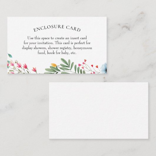 Kaart Wildflower Shower Enclosure Visitekaartje (Voorkant / Achterkant)