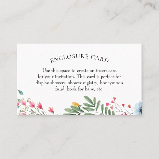 Kaart Wildflower Shower Enclosure Visitekaartje (Voorkant)