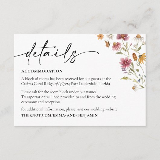 Kaart Wildflower Wedding Details Enclosure (Voorkant)