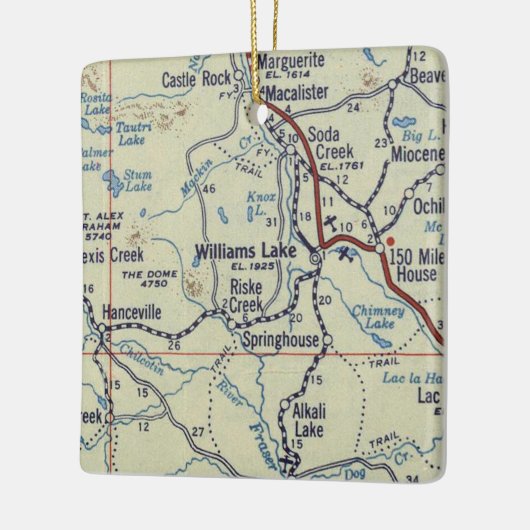  kaart Williams Lake BC Keramisch Ornament (Links)