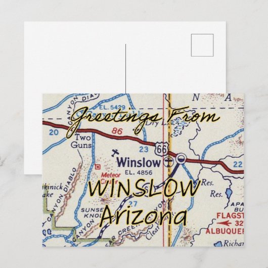  kaart Winslow AZ (Voorkant / Achterkant)