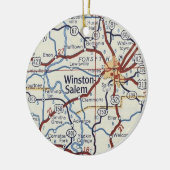 kaart Winston-Salem NC Keramisch Ornament (Links)