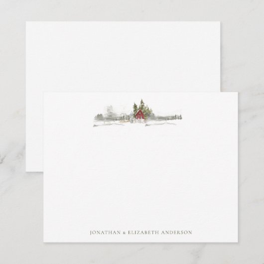 Kaart winterpine bosminimalistische noot notitiekaartje (Voorkant / Achterkant)