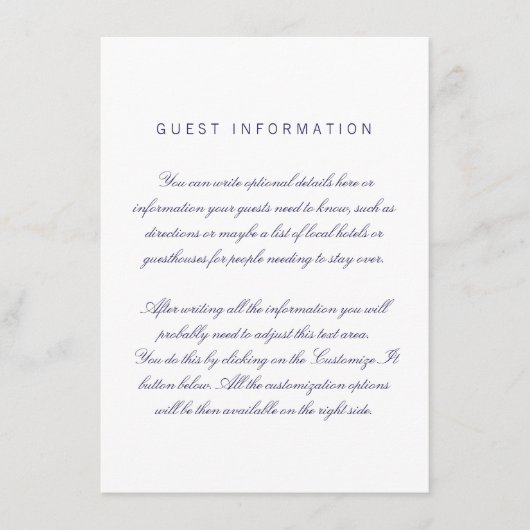 Kaart Witte schoonmaakbare legante bruiloft (Voorkant)