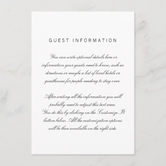 Kaart Witte schoonmaakbare legante bruiloft (Voorkant)