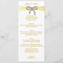 Kaart Yellow Diamond Bow Wedding Menu