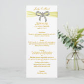 Kaart Yellow Diamond Bow Wedding Menu (Staand voorkant)