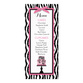Kaart Zebra Print and Cake Bakery Menu