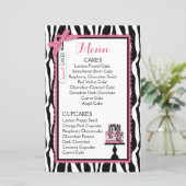 Kaart Zebra Print and Cake Bakery Menu (Staand voorkant)
