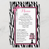 Kaart Zebra Print and Cake Bakery Menu (Voorkant / Achterkant)