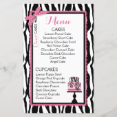 Kaart Zebra Print and Cake Bakery Menu (Voorkant)