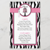 Kaart Zebra Print and Cake Bakery Menu (Voorkant)