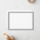 Kaart-Zilveren Glitter-rand van vaste notitie Notitiekaartje (Voorkant / Achterkant in situ)