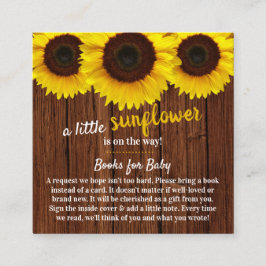 Kaart Zonnebloem Baby shower Book Request Enclosur