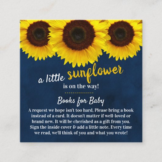 Kaart Zonnebloem Baby shower Book Request Enclosur (Voorkant)