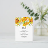 Kaart Zonnebloem-bruiloft (Staand voorkant)