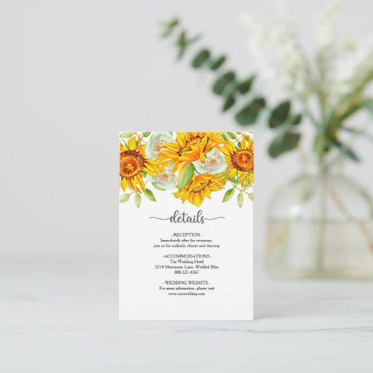 Kaart Zonnebloem-bruiloft (Staand voorkant)