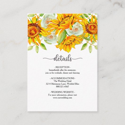 Kaart Zonnebloem-bruiloft (Voorkant)