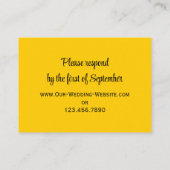 Kaart Zonnebloem op blauwe bruiloft RSVP-respons (Achterkant)