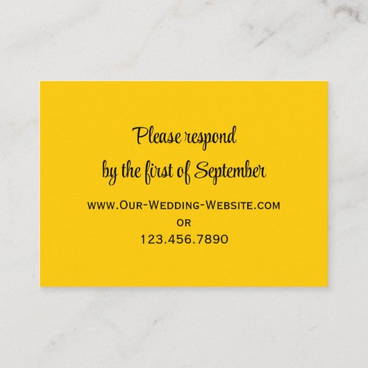 Kaart Zonnebloem op blauwe bruiloft RSVP-respons (Achterkant)