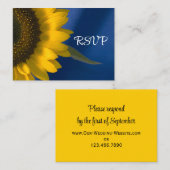 Kaart Zonnebloem op blauwe bruiloft RSVP-respons (Voorkant / Achterkant)