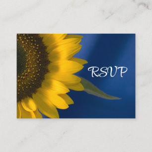 Kaart Zonnebloem op blauwe bruiloft RSVP-respons