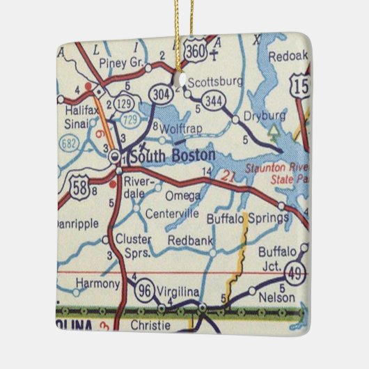  kaart Zuid-Boston VA Keramisch Ornament (Links)